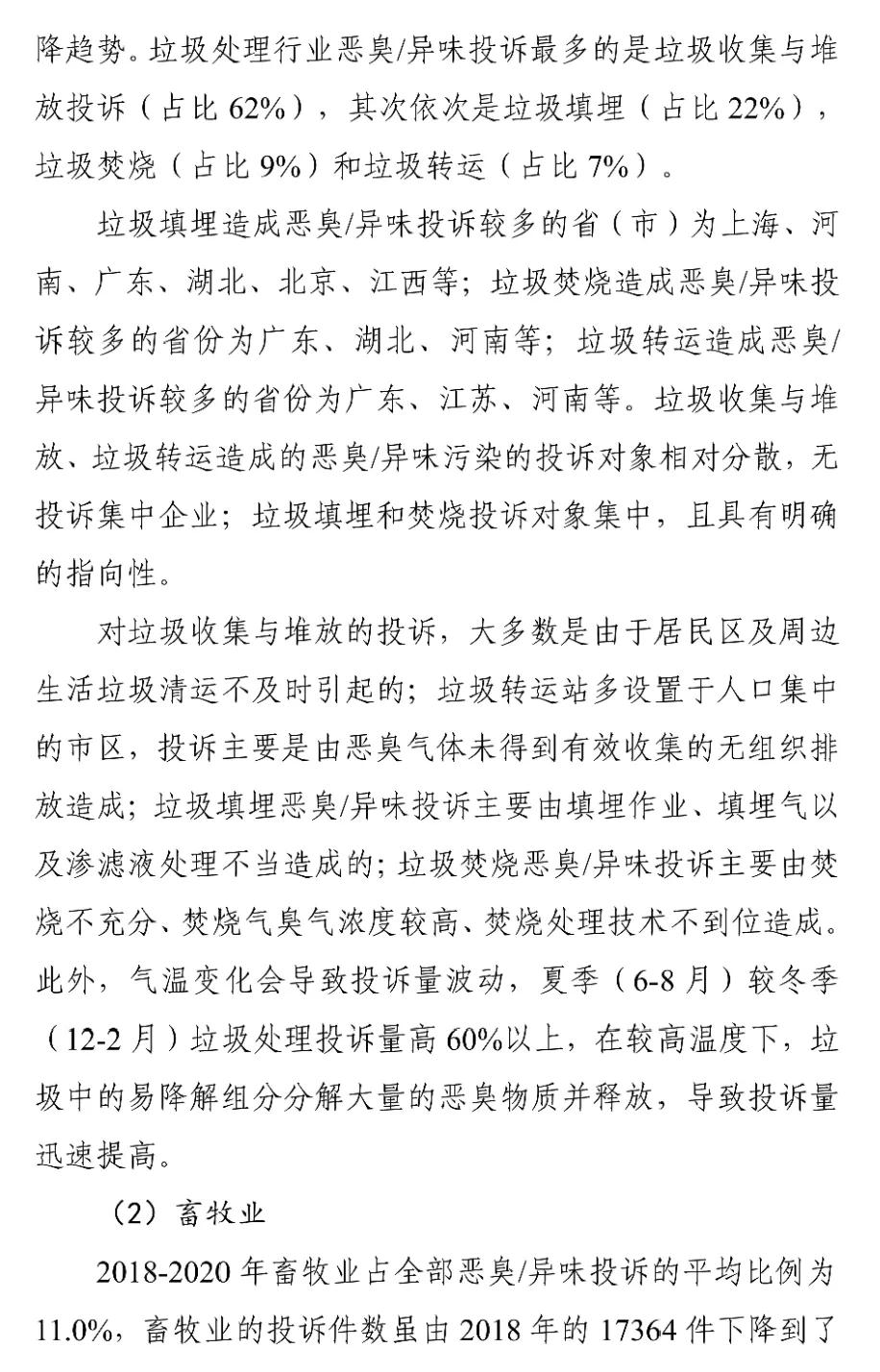 國家生態(tài)環(huán)境部關(guān)于印發(fā)《2018-2020年全國惡臭/異味污染投訴情況分析》報(bào)告